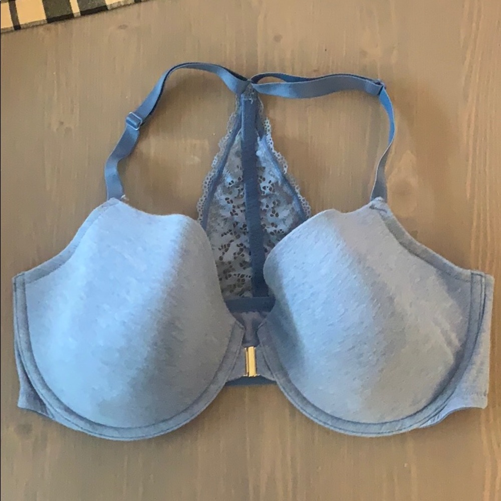 Blue racerback Cacique bra